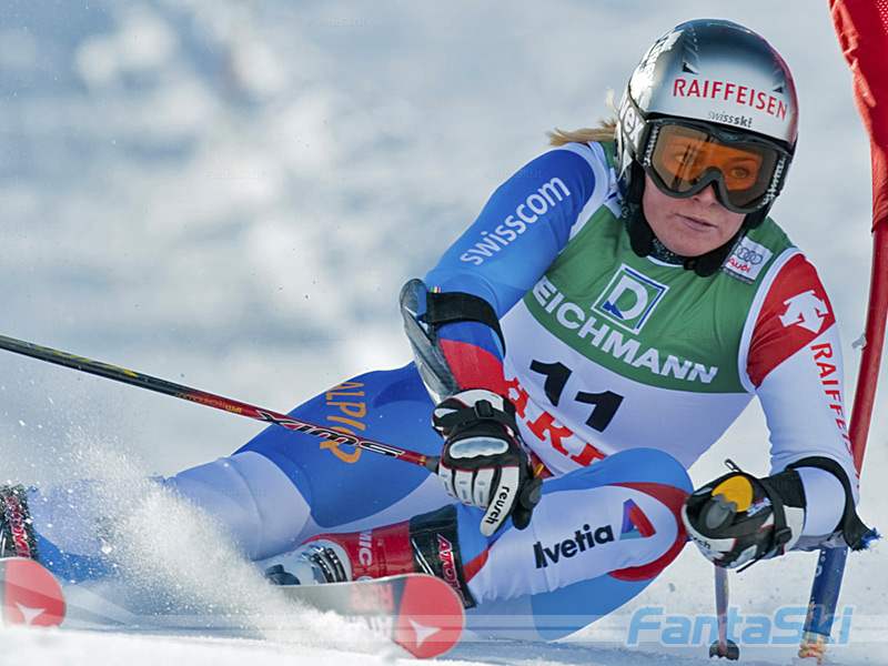 Lara Gut in allenamento a Saas Fee il giorno 

prima dell'infortunio all'anca