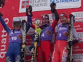 Il podio dello slalom femminile: Schild tra Schleper e Poutiainen