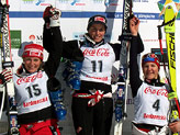 Il podio: da sinistra Elena Fanchini, Nadia Fanchini e l’austriaca Triendl