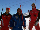 Da sin. Gli allenatori degli slalomisti: Max Carca, Claudio Ravetto, Gianluca Gianitzer