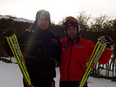 Cristian Deville con il suo skiman Beppe Bianchini