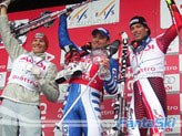 Il podio della Coppa del Mondo di slalom: Rocca tra Palander e Raich 
