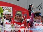 il podio dello slalom femminile: Marlies Schild tra Nicole Hosp e Veronica Zuzulova