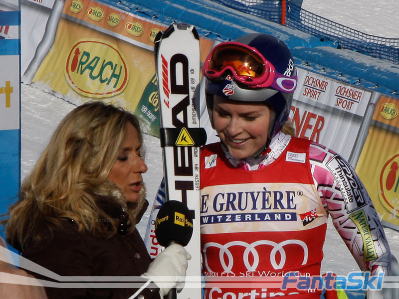 La vincitrice Lindsey Vonn al microfono di Arianna Secondini