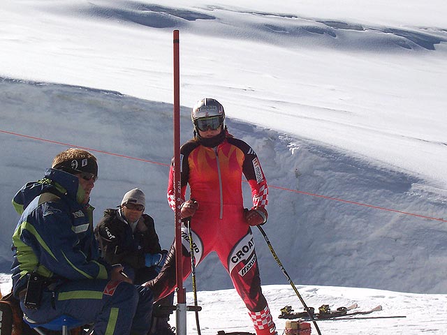 La Kostelic alla partenza di un giro di gigante