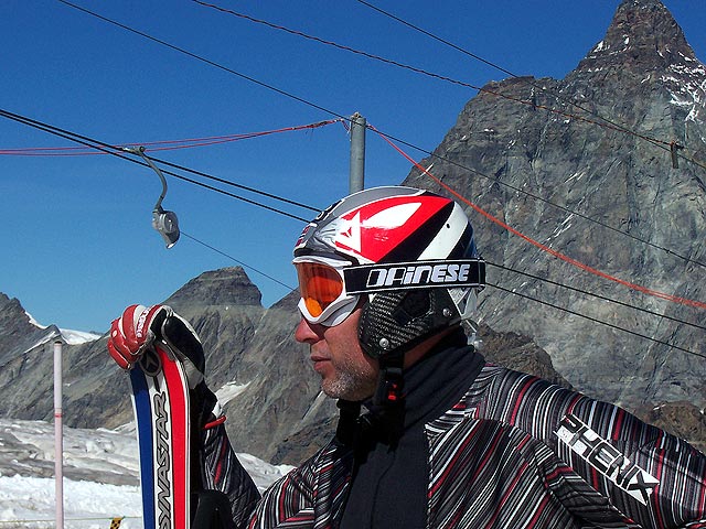 Lasse Kjus con il Cervino sullo sfondo