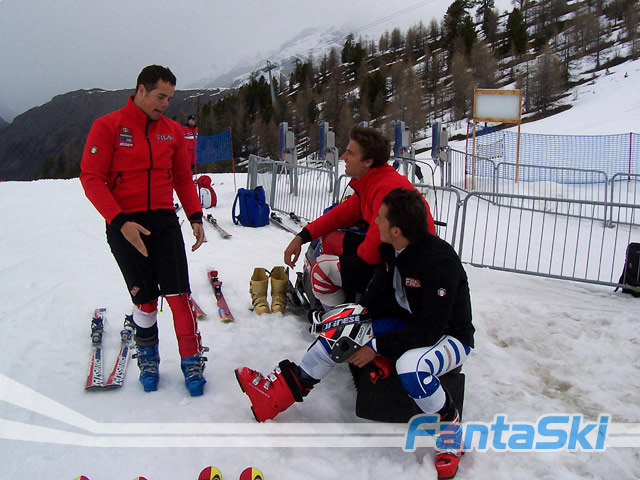 Fill conversa con Schieppati e Blardone durante una pausa dell’allenamento