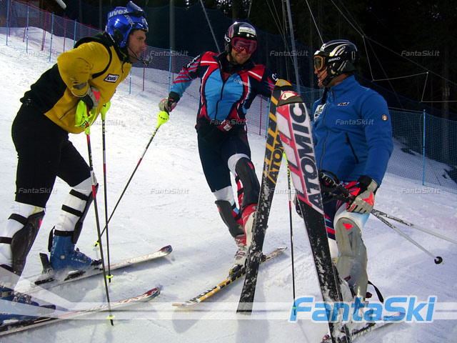 Mirko Deflorian, Michael Gufler e Giorgio Rocca durante la ricognizione per la seconda manche