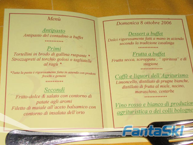 la versione seria del menu