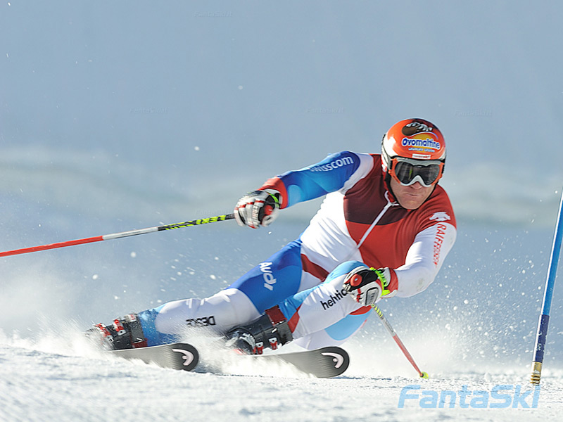 Didier Cuche in azione a Saas Fee