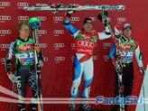 il primo podio stagionale: Ligety, Cuche, Janka