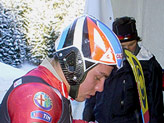 Luca Senoner con il suo skiman Platinetti in partenza