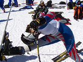 Stretching in partenza per la Zahrobska: l’atleta della Repubblica Ceca vincerà entrambi i giganti al Tonale