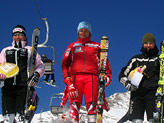 Il podio dello slalom: 1a Nika Fleiss (Cro), 2a (sin) Monika Bergmann-Schmuderer (Ger), 3a (dest) Anja Blieninger(Ger)
