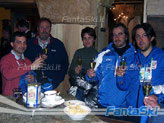 Aperitivo al Gran Hotel Sestriere. Da sin. Ravetto, Pezzaglia, Iliffe, Pirola, Freschi, Panzeri, Roda