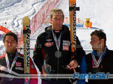 gli austriaci Alster e Streitberger con l’azzurro Walter Girardi: il podio dell’ultimo superg