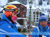 Giorgio Rocca e Flavio Roda prima del riscaldamento il giorno dello slalom