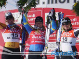 podio super-g: Anja Paerson, Emily Brydon e Renate Goetschl